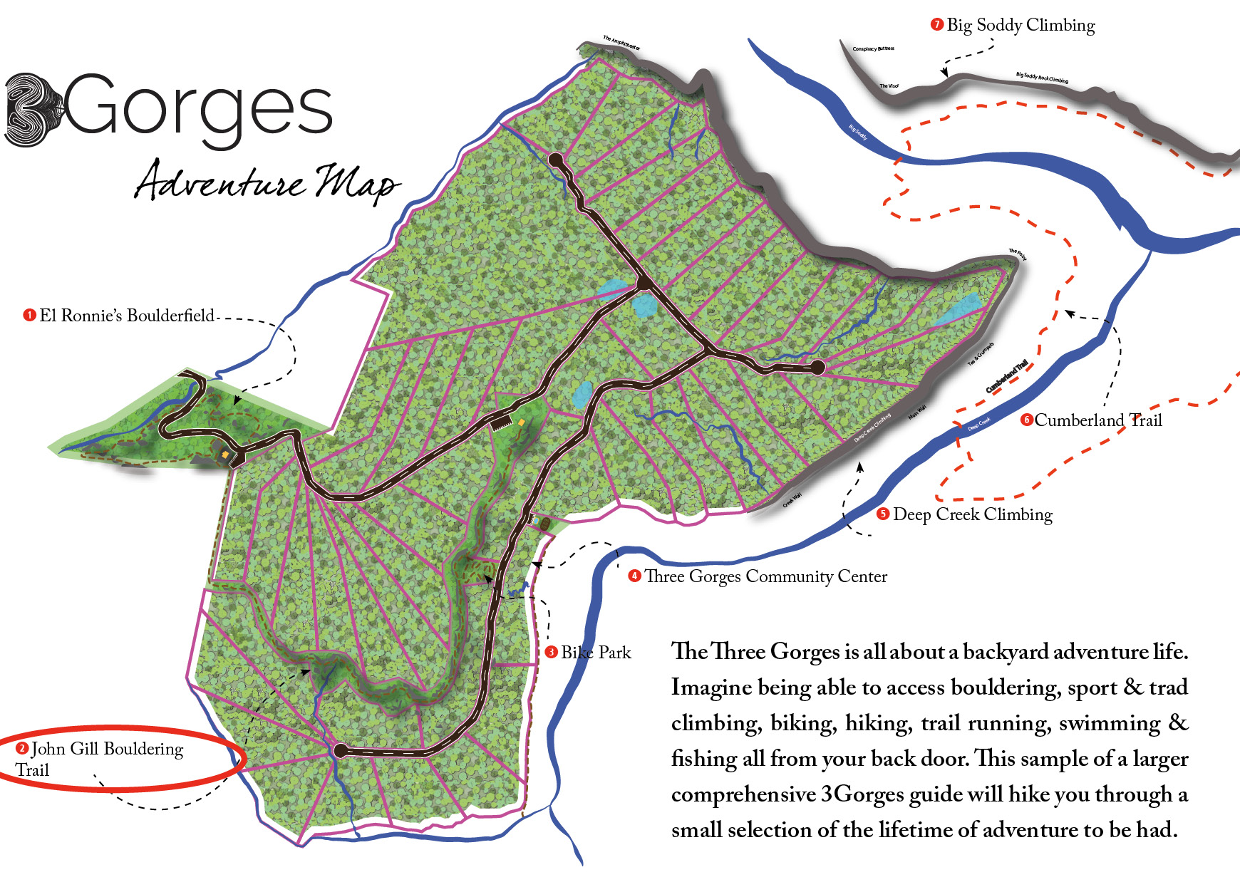 John Gill Bouldering Trail - Three Gorges